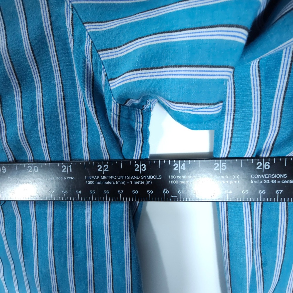 Chaps Shirt Mens Large Blue Y2K Striped Long Sleeve Button Down Easy Care L - Picture 7 of 7